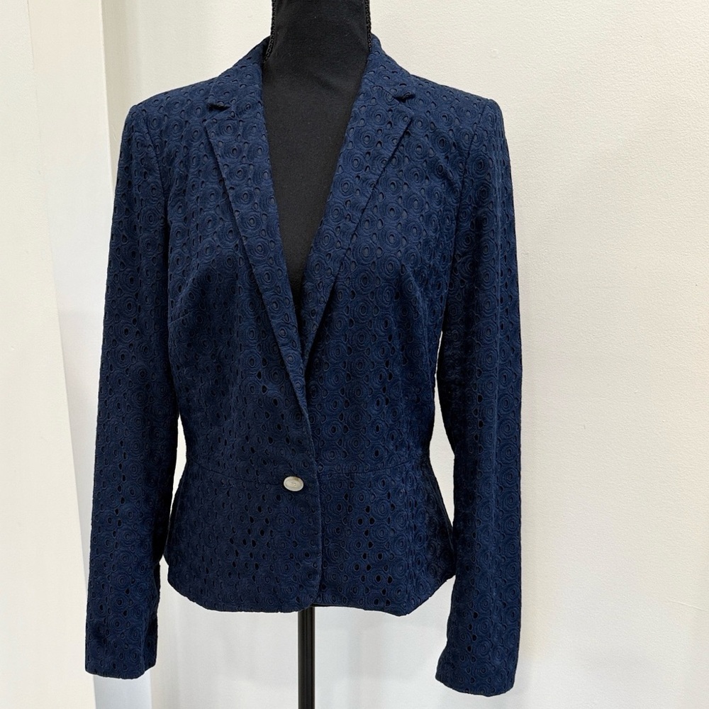 Banana Republic Navy Eyelet Blazer